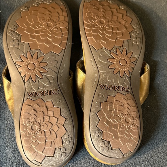 Vionic Brown Sandals with Gold Accents - Picture 4 of 8